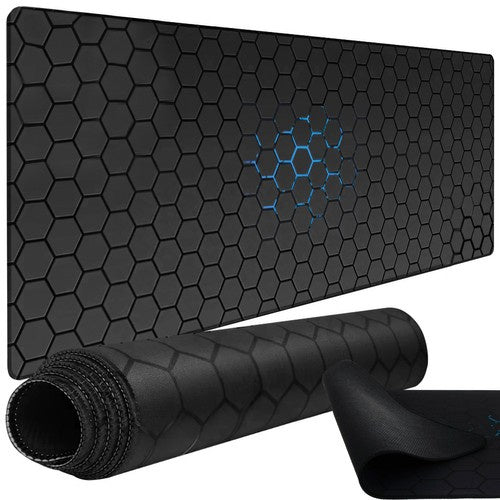Dunmoon Gaming Bureau-muismat XXL - 90 x 40 cm - Waterafstotend - Zwart/Blauw