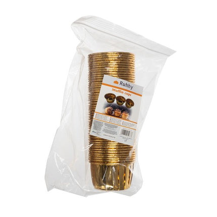 Ruhhy 24376 Papieren Muffinvormpjes - 50 Stuks - Goud