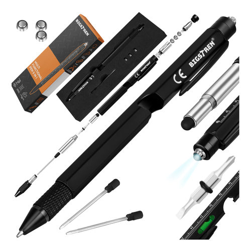 Bigstren Multifunctionele Pen - 9-in-1 Multitool - Zwart