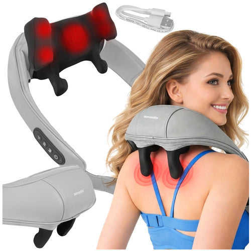 Isomedix Shiatsu Nekmassageapparaat - Draadloos - 22.2W - Met Warmtefunctie