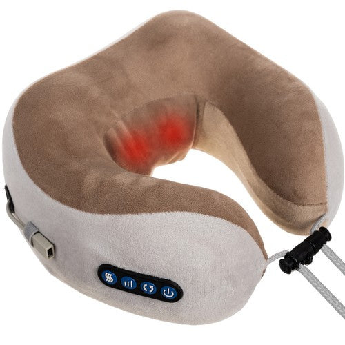Soulima Nekkussen met Massage en Warmtefunctie - Ergonomisch - Grijs/Beige
