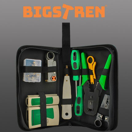 Bigstren Netwerk Gereedschapset - 10-delig - Inclusief Kabeltester en Krimptang