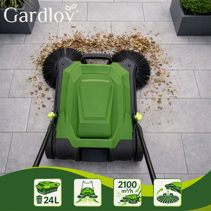 Gardlov Nexo Handmatige Veegmachine - 68 cm - 3 Borstels - 24 Liter