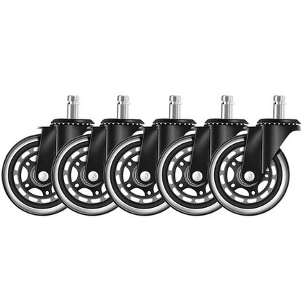 Malatec Bureaustoelwielen - Set van 5 - Universeel - 11 mm - Rubber
