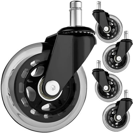 Malatec Bureaustoelwielen - Set van 5 - Universeel - 11 mm - Rubber