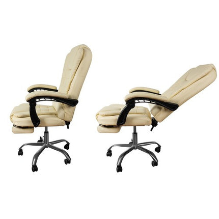 Malatec Bureaustoel met Voetensteun - Ergonomisch - Crème