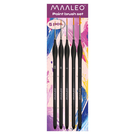 Maaleo Penselenset - 5-Delig - Met Standaard - Nylon - Zwart