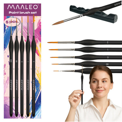Maaleo Penselenset - 5-Delig - Met Standaard - Nylon - Zwart