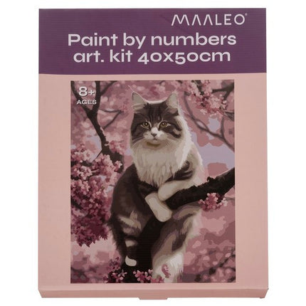 Maaleo Schilderen op Nummer - Kat - 40 x 50 cm - Incl. Frame