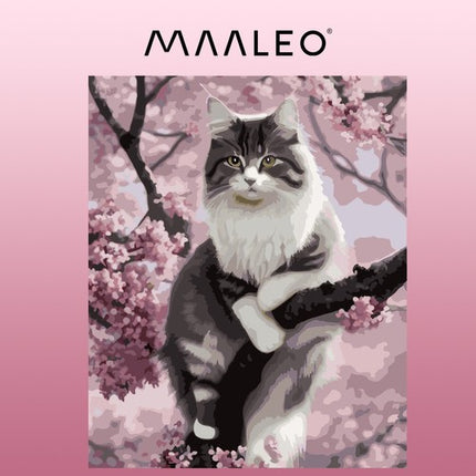 Maaleo Schilderen op Nummer - Kat - 40 x 50 cm - Incl. Frame