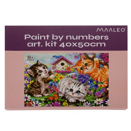 Maaleo Schilderen op Nummer - Poesjes - 40 x 50 cm - Frame