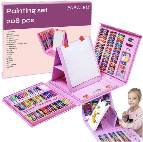 Maaleo Tekenset - 208-delig - Met Tekenstandaard - Roze Koffer
