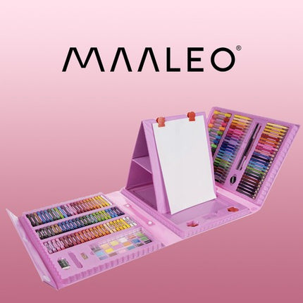 Maaleo Tekenset - 208-delig - Met Tekenstandaard - Roze Koffer