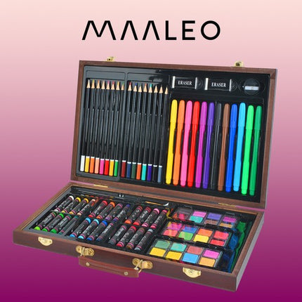Maaleo Tekenset in Houten Koffer - 81-delig - Complete Kunstset