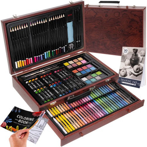 Maaleo Tekenset in Houten Koffer - 148-delig - Complete Kunstset