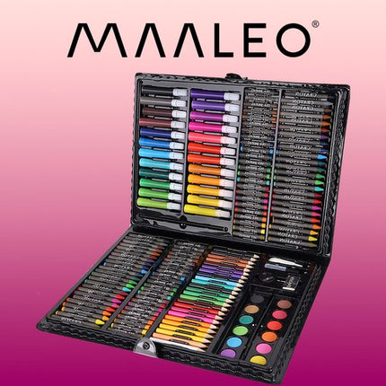 Maaleo Tekenset - 168-delig - Complete Kunstkoffer - Zwart