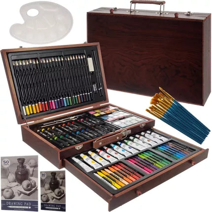 Maaleo Tekenset in Houten Koffer - 129-delig - Complete Kunstset