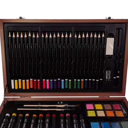 Maaleo Tekenset in Houten Koffer - 129-delig - Complete Kunstset