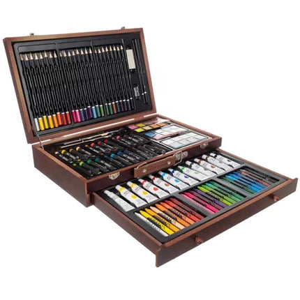 Maaleo Tekenset in Houten Koffer - 129-delig - Complete Kunstset