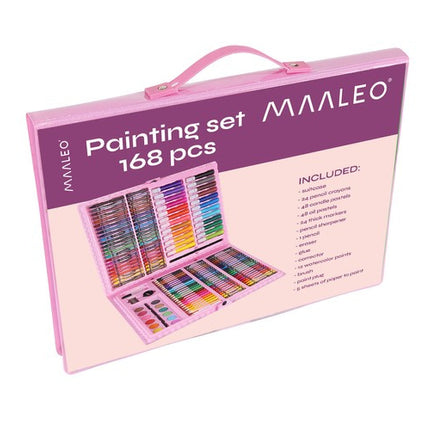 Maaleo Tekenset - 168-delig - Complete Kunstkoffer - Roze