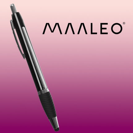 Maaleo Pennenset met Uittrekbaar Briefje - 6 Stuks - Stylus Pen - Zwart/Zilver
