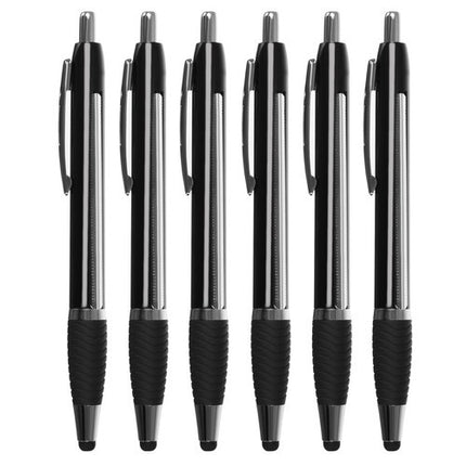 Maaleo Pennenset met Uittrekbaar Briefje - 6 Stuks - Stylus Pen - Zwart/Zilver