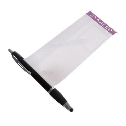 Maaleo Pennenset met Uittrekbaar Briefje - 6 Stuks - Stylus Pen - Zwart/Zilver