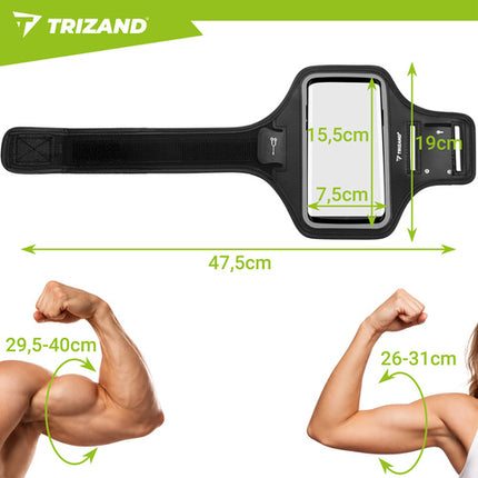Trizand Telefoonarmband voor Hardlopen - Tot 7 Inch - Zwart