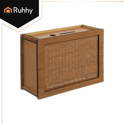 Ruhhy Spaarpot met Challenge - 24602 - 10.000 Sparen - Hout