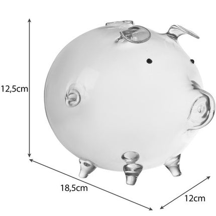 Ruhhy Glazen Spaarpot - Transparant - 12,5 x 18,5 x 12 cm