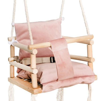 Kruzzel Kinderschommel - Luxe Roze Houten Schommel - Cleanaboo Materiaal - 25 kg