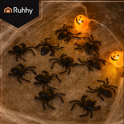 Ruhhy Kunststof Spinnen - 10 Stuks - Halloween Decoratie - 3x3 cm