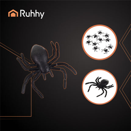 Ruhhy Kunststof Spinnen - 10 Stuks - Halloween Decoratie - 3x3 cm