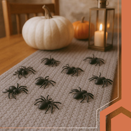 Ruhhy Kunststof Spinnen - 10 Stuks - Halloween Decoratie - 3x3 cm