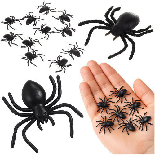 Ruhhy Kunststof Spinnen - 10 Stuks - Halloween Decoratie - 3x3 cm
