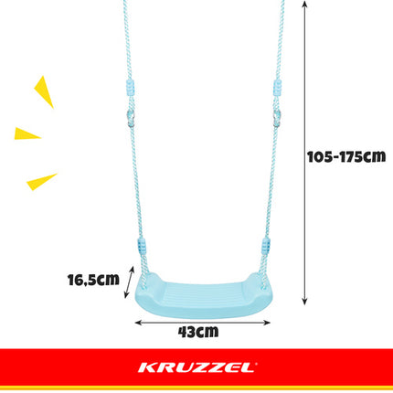 Kruzzel Kunststof Schommel - Poederblauw - Met Verstelbare Touwen