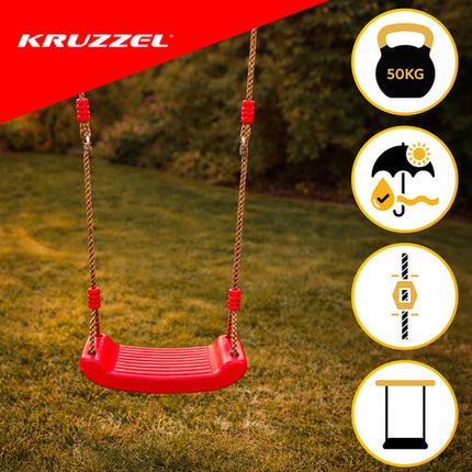 Kruzzel Kunststof Schommel - Rood - Gevormd Zitje - Voor Binnen en Buiten