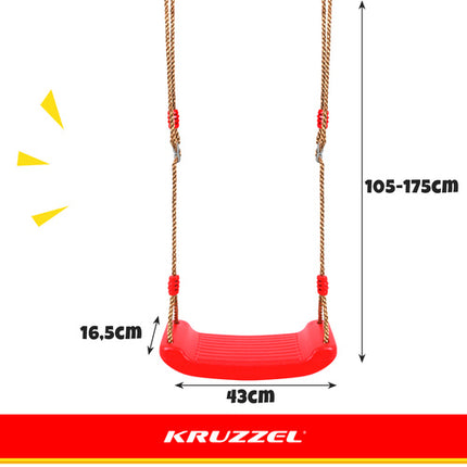 Kruzzel Kunststof Schommel - Rood - Gevormd Zitje - Voor Binnen en Buiten