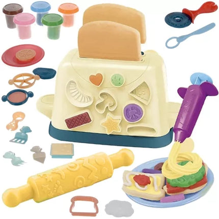 Kruzzel Boetseerklei Set - Met Speelgoedbroodrooster - 5 Kleuren