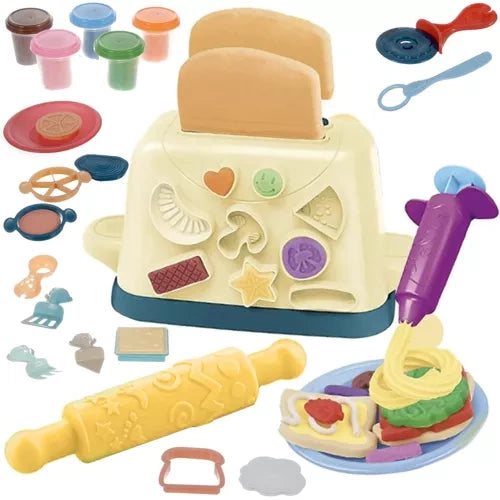 Kruzzel Boetseerklei Set - Met Speelgoedbroodrooster - 5 Kleuren