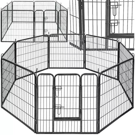 Malatec Dierenren - 8 Panelen - 160 x 160 x 80 cm - Grijs - Veiligheidshek