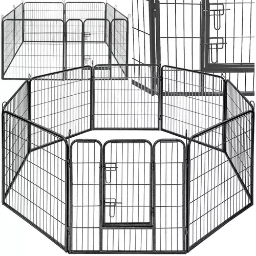 Malatec Dierenren - 8 Panelen - 160 x 160 x 80 cm - Grijs - Veiligheidshek