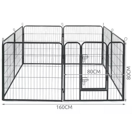 Malatec Dierenren - 8 Panelen - 160 x 160 x 80 cm - Grijs - Veiligheidshek