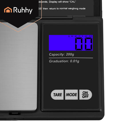 Ruhhy Precisie Pocketweegschaal - 200g x 0.01g - Zwart