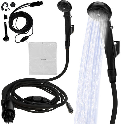 Trizand Draagbare Campingdouche - 12V - 3,5 L/min - Zwart/Grijs
