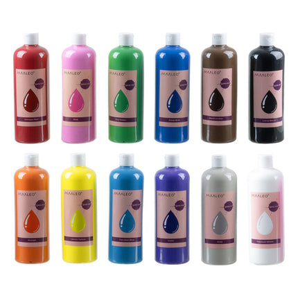 Maaleo Plakkaatverf Set - 12 x 500 ml - Professionele Hobbyverf
