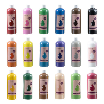 Maaleo Plakkaatverf Set - 18 x 500 ml - Professionele Kleurenset