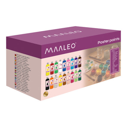 Maaleo Plakkaatverf Set - 18 x 500 ml - Professionele Kleurenset