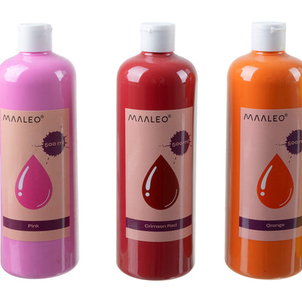 Maaleo Plakkaatverf Set - 18 x 500 ml - Professionele Kleurenset