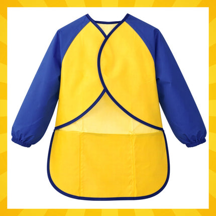 Kruzzel Kinder Schort Maat S - Waterdicht - Met Mouwen - Geel/Blauw